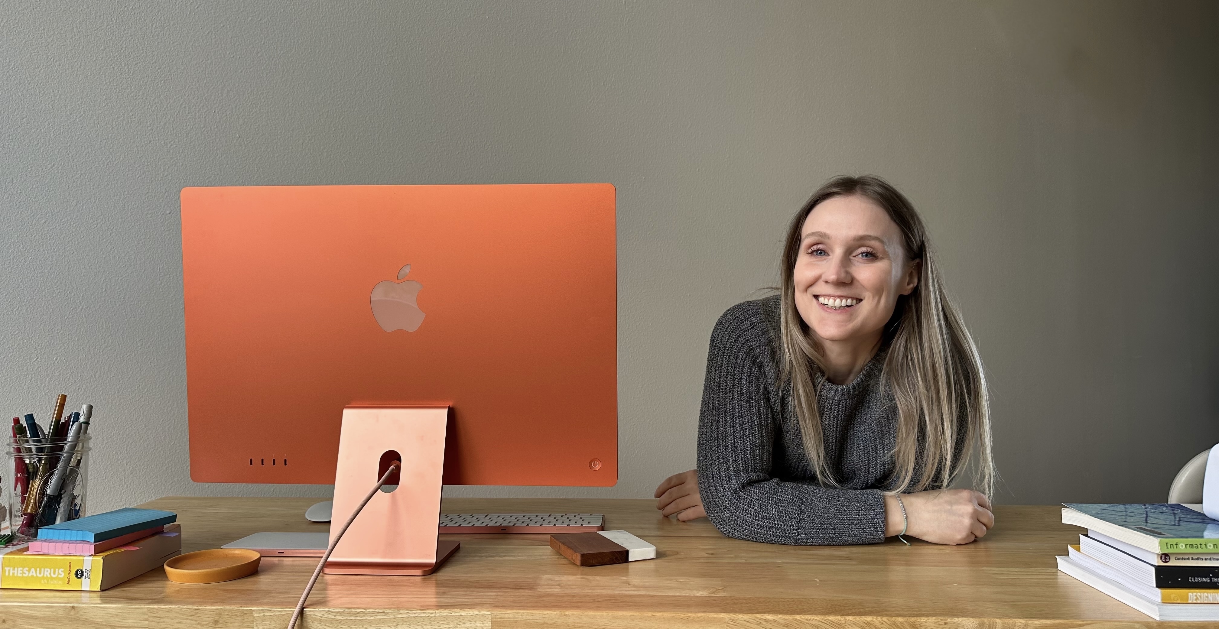 Lana at her desktop