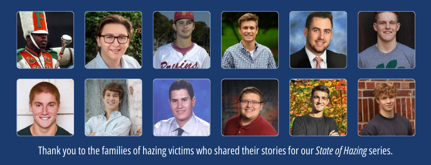 Headshots of 12 young men killed or injured by hazing.